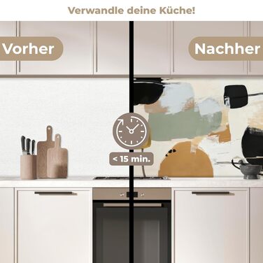 Кухонний фартух 80x300 см Самоклеючий настінний захисний екран для кухні Кухонний фартух Кухонні фасади Кухонні фартухи Кухонна стіна - Абстрактна (Колір - Абстрактна, 80 x 150 см)