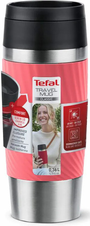 Tefal Термочашка Travel Mug Classic Twist, 0.36л, нержавіюча сталь, кораловий