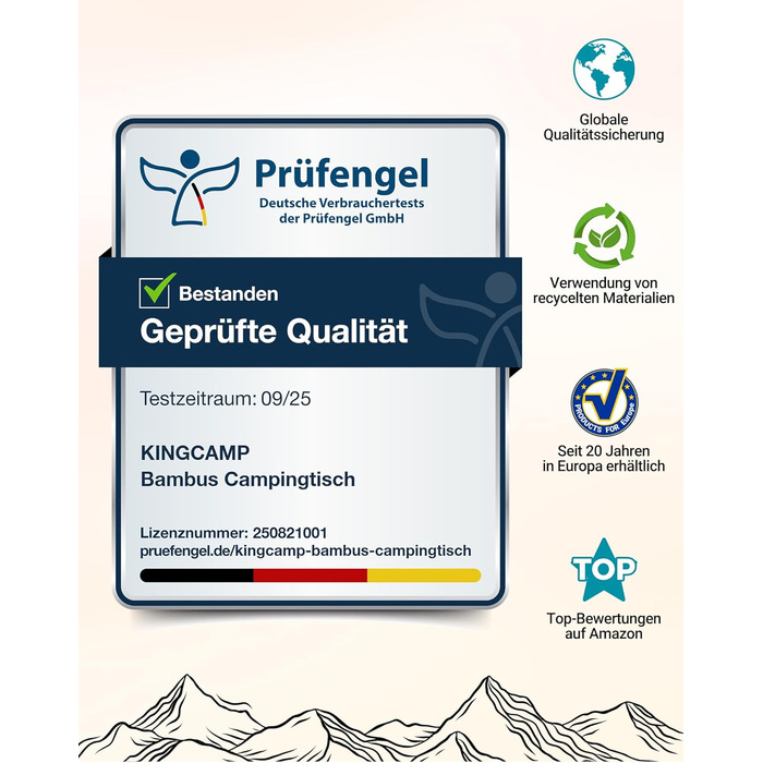 Складний бамбуковий стіл для кемпінгу 60 х 40 см KingCamp