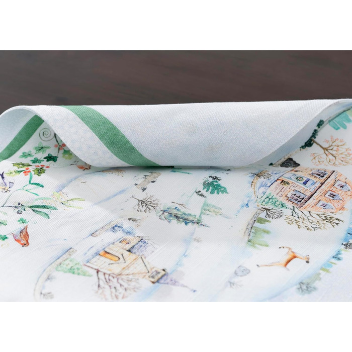 Бавовняні килимки для серветок, набір з 4 шт. , декоративні килимки для серветок, пасхальні килимки, що миються, для свят, вечерь, весни, літа (33 см x 48 см) (28 - Snowy World), 39Hermine 100