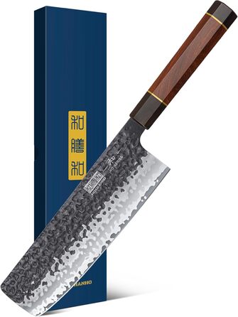 Ніж HOSHANHO Santoku Кухонний ніж ручного кування, ніж Сантоку Гостре лезо 18 см Кухонний ніж з японської серцевини VG10 Ніж для кухарів з ергономічною ручкою Подарункова коробка (ніж для кухарів Nakiri 18 см)