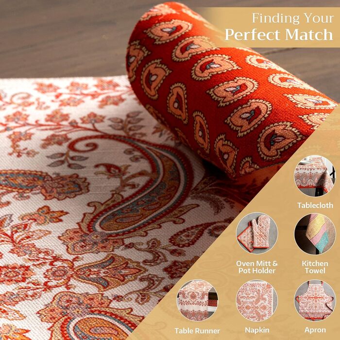 Бавовняні килимки для серветок, набір з 4 шт. , декоративні килимки для серветок, пасхальні килимки, що миються, для свят, вечерь, весни, літа (33 см x 48 см) (22 - Cachemire), 39Hermine 100