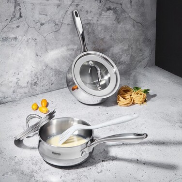 Ківш Fissman ABSOLUTE PRO 16x7,5 см / 1,5 л зі скляною кришкою нержавіюча сталь (5544)