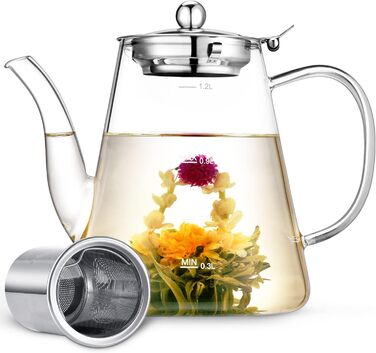 Чайник заварювальний скляний 1,2 л з фільтром для чаю Zpose