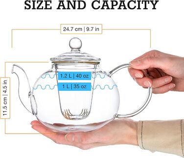 Стеклянный чайник со вставкой сетчатого фильтра и крышкой, Kitchen Kite