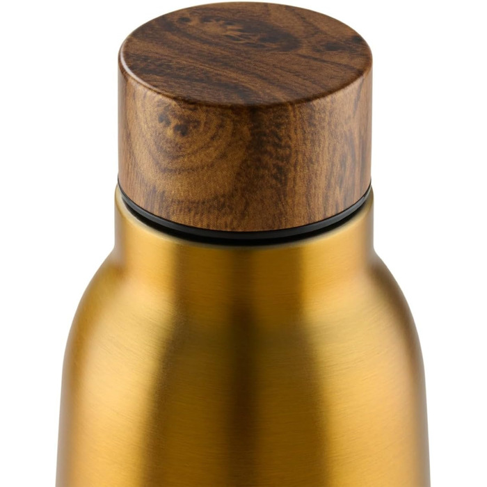 Пляшка для води Blumtal з нержавіючої сталі - Герметична ізольована пляшка - Пляшка для води без бісфенолу А для гарячого та холодного використання - Двостінна ізольована пляшка - Ізоляційна пляшка, стійка до іржі, дерево/срібло (20 - дерево/жовтий, 500 м