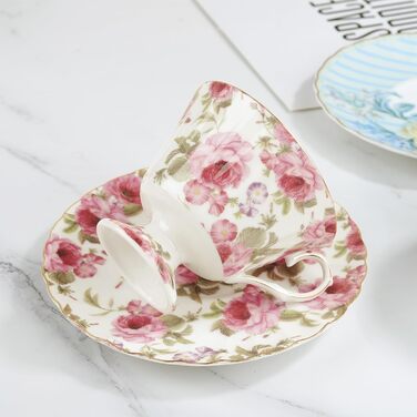 Чашка и блюдце 170 мл розовая роза fanquare