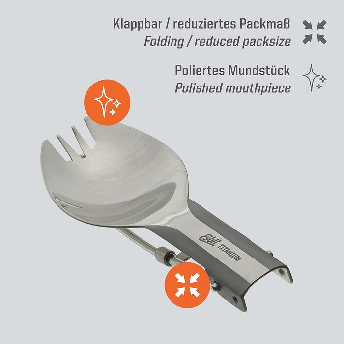 Сложная титановая ложка-вилка 2-в-1 Esbit