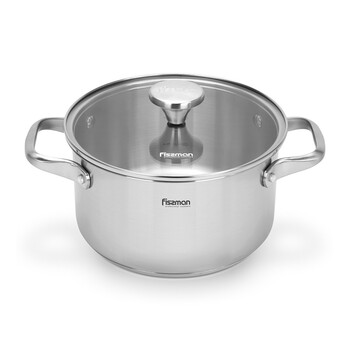 Каструля Fissman MASTER CHEF 20x11 см / 3,1 л зі скляною кришкою нержавіюча сталь (15096)