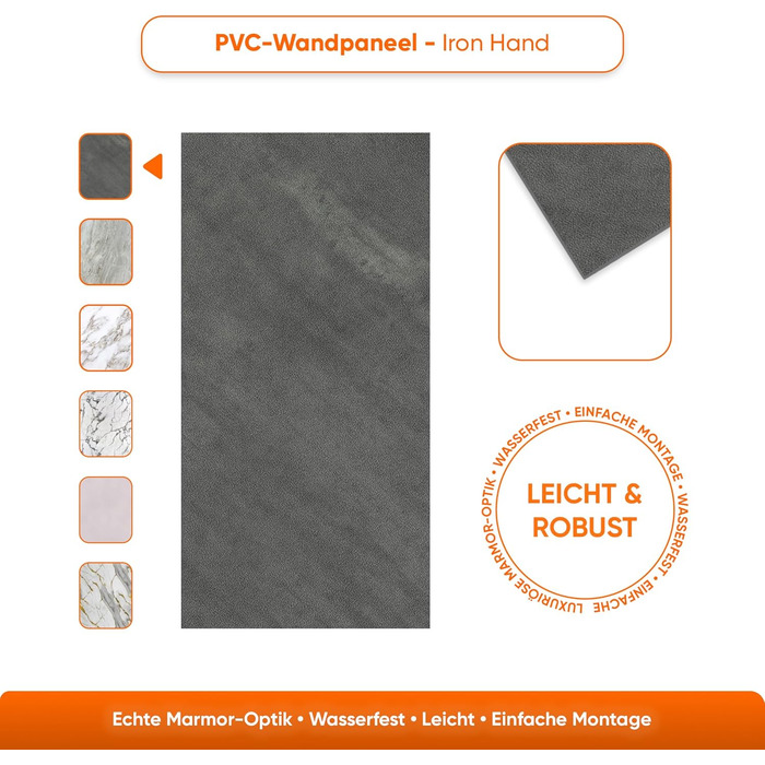 Стінові панелі IZODEKOR під мармур 60x120 см Панель для кухонного фартуха ПВХ-облицювання стін для кухні, ванної кімнати Бризкозахисна плівка для кухні Водонепроникна та термостійка (4 панелі 4 монтажних клею, залізна ручка)