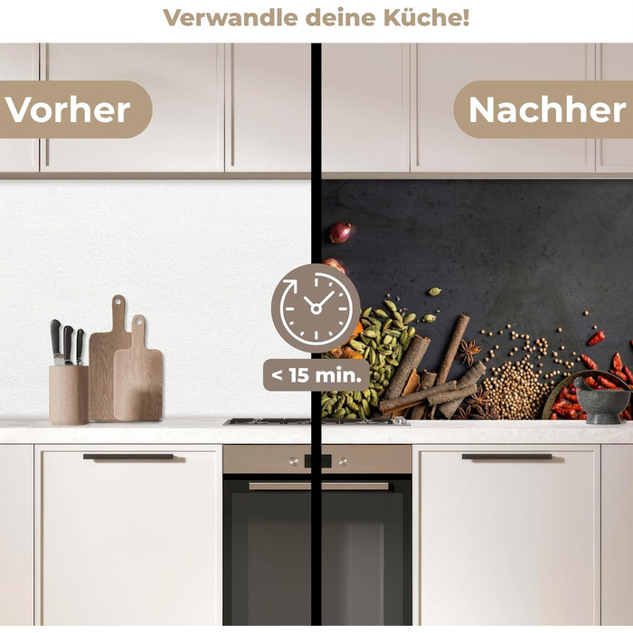 Кухонний фартух 60x80 см Самоклеючий захисний щиток для кухонної стіни Кухонний фартух Кухонні фасади Кухонні фартухи Кухонна стіна Вода - Пейзаж - (Трави - Їжа, 80 x 150 см)