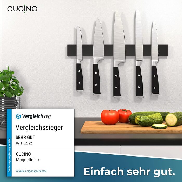 Магнітний тримач для ножів настінний 40 см, чорний CUCINO