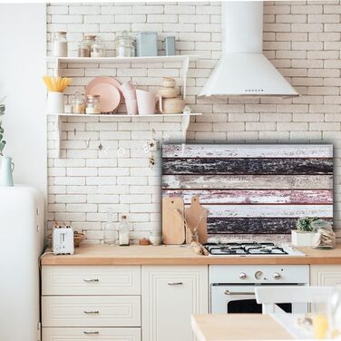 Дизайнерський кухонний бризкозахисний екран з алюмінієвого композиту, кухонний фартух, товщина 3 мм, 60x100 см, (дерев&39яні дошки чорного кольору)