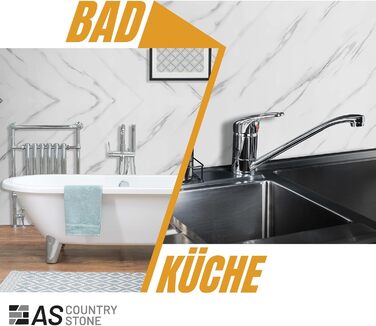 Стінові панелі AS Country Stone під мармур 60x120 см ПВХ-облицювання стіни з пластикових панелей для кухні, ванної кімнати тощо Панель кухонного фартуха (, Ice Berg Grey)