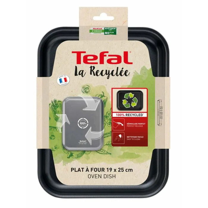 Tefal Форма для запікання La Recyclee, прямокутна, 19x25см, алюміній, чорний