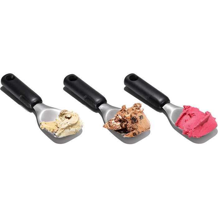 Ергономічна ложка для морозива OXO Good Grips з ежектором нержавіюча сталь 11,7 x 26,7 см, курок (лопатка, чорний)