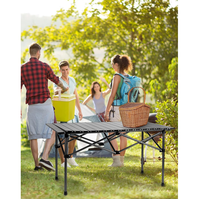 Складной стол для кемпинга 95 х 55 х 50 см черный QWORK