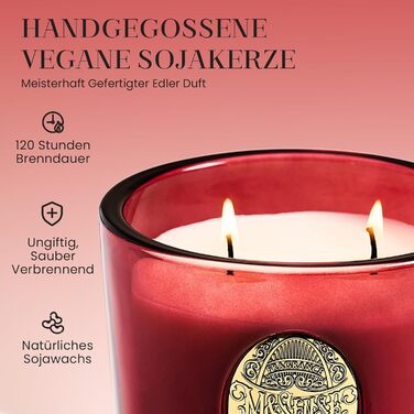 Ароматна свічка M&SENSE Лісова кабіна, ароматичні свічки у склянці, натуральна соєва свічка, час горіння 55 годин, подарункові свічки для жінок та чоловіків, подарункова свічка (дика троянда, 560 г)