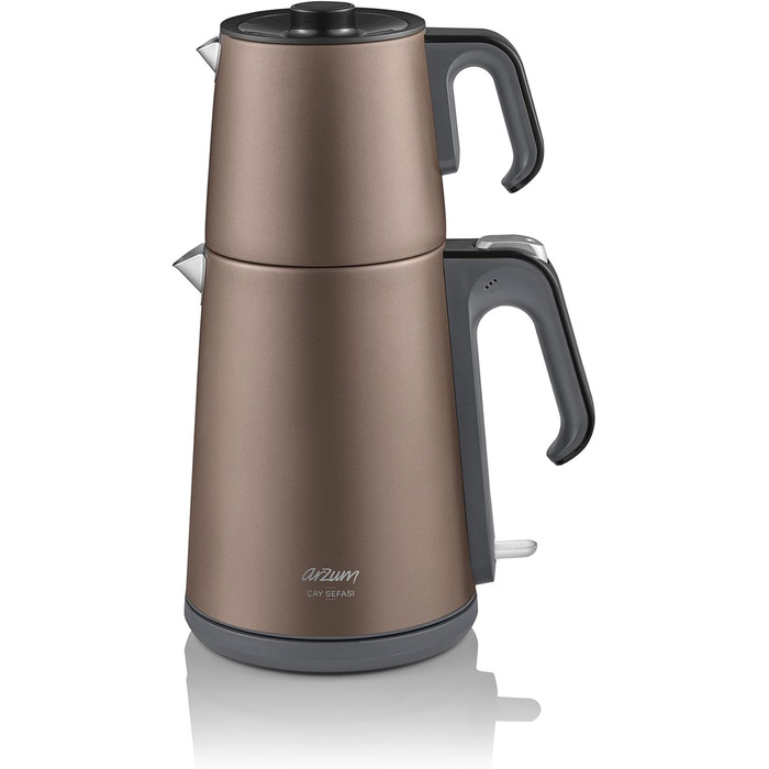 Електричний турецький чайник, 2200 Вт, чайник 3,5 л, скляний чайник 1,2 л, нержавіюча сталь, інтелектуальний контроль температури, захист від кипіння (стандартний rn ls, Toprak)