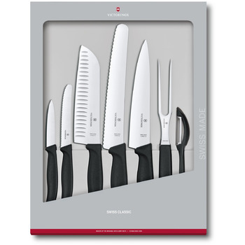 Набір кухонний Victorinox SwissClassic Kitchen Set 7шт з чорн. ручкою (5 ножів, виделка, овочечистка) у подар.упак.