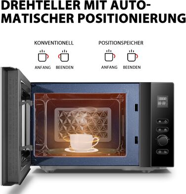 Мікрохвильова піч Toshiba MW3-AG20PE(BK) з грилем 20 л 3-в-1, розморожування шеф-кухаря, мікрохвильова піч, гриль, комбінована піч, 5 рівнів потужності, 8 автоматичних програм, легке очищення, чорний колір (20 л Solo Digital)
