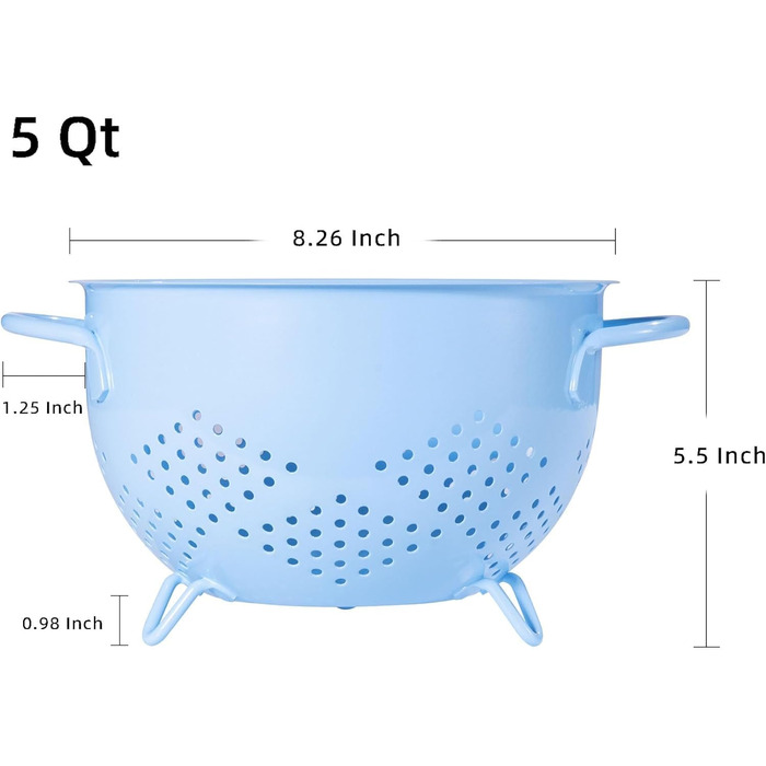 Металеве сито для пасти з подвійними ручками синє beifeier