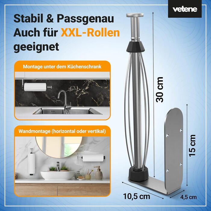 Держатель для кухонных рулонов, серебристый Zewa Vetene