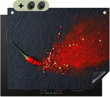 Фартух для плити, кухонний фартух, вініл, 78x52 см, декор для кухні, облицювання стіни, кришка для плити - сіро-чорний (перець-трави, 52Д x 65Ш см)