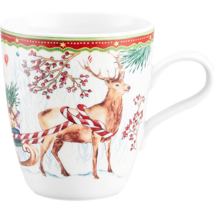 Рождественская кружка с ручкой 400 мл Олень с санками, фарфор Seltmann Weiden