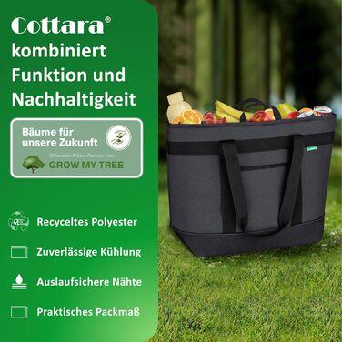 Велика складна термосумка 30 л темно-сіра COTTARA
