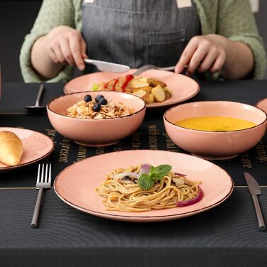 Набір посуду Vancasso на 12 осіб, набір керамічного посуду Navia, комбінований набір з 48 предметів з обідніми тарілками, салатницями, мисками та чашками, вінтажний вигляд, натуральний дизайн