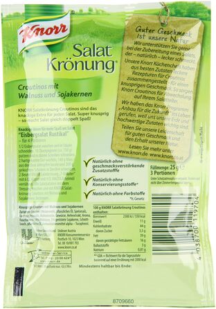 Салатні крутони Knorr з цибулею для смачного салату без додавання підсилювачів смаку 20 шт. 25 г (25 г (2 шт.))