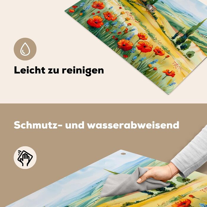 Фартух для плити, кухонний фартух, вініл, 78x52 см, декор для кухні, облицювання стіни, кришка для плити - сіро-чорна (квітковий пейзаж, 52,2Д x 80,2Ш см)