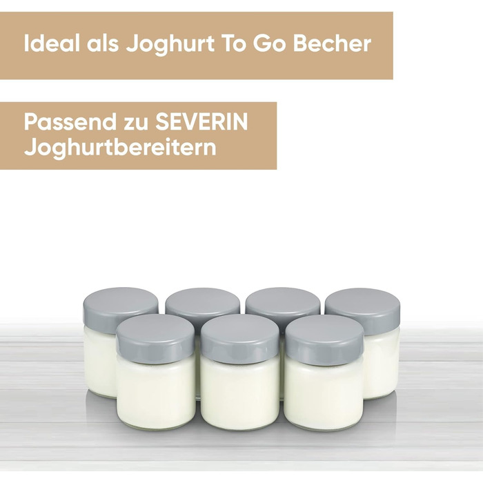 Порционные баночки 150 мл для йогуртниц, набор 7 предметов, серые Severin