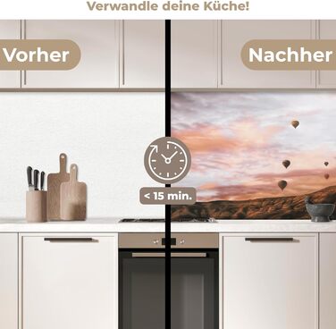 Кухонний фартух 60x80 см Самоклеючий захисний екран для кухні Кухонний фартух Кухонні фасади Кухонні фартухи Кухонна стіна Вода - Пейзаж - (Пейзаж - Повітряна куля, 60 x 200 см)