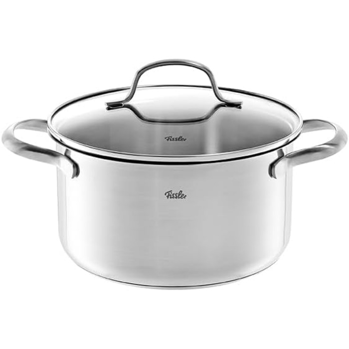 Набір посуду Fissler San Francisco/Нержавіюча сталь, каструлі зі скляними кришками, індукційний (3 каструлі для приготування, 1 каструля для тушкування) (3 предмети)