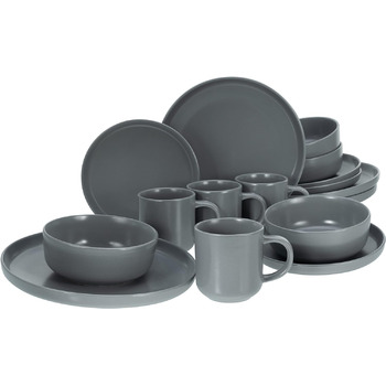 Набір посуду на 4 персони, 16 предметів, сірий матовий Nordic Creatable