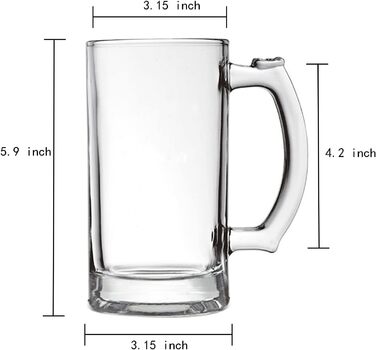 Набір скляних пивних кухлів 4 шт 473 мл TUSAPAM