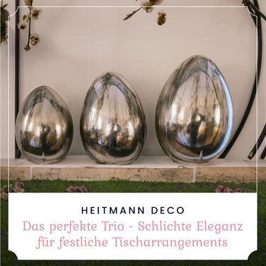 Набір декоративних фігурок Heitmann керамічна пасхальна прикраса під порцеляну, для встановлення, біла, приблизно 12,5 x 10,5 x 8 см (яйця - сріблясті матові)
