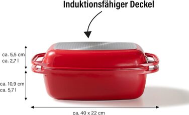 Жаровня с крышкой 40 х 22 см 5,8 л красная STONELINE