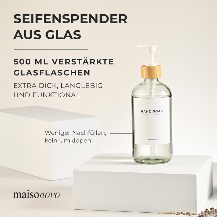 Диспенсер для мила 500 мл, прозоре скло MaisoNovo