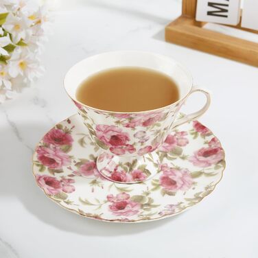 Чашка и блюдце 170 мл розовая роза fanquare