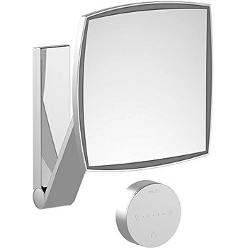 Настенное косметическое зеркало Keuco с поворотным кронштейном, регулируемая светодиодная подсветка, 5-кратное увеличение, скрытая прокладка кабелей, 20x20 см, квадратная, хромированная, iLookMove