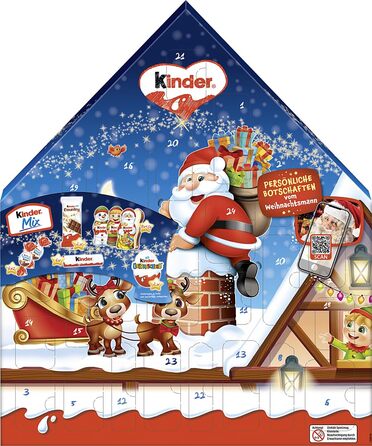 Різдвяний адвент-календар із 30 шоколадними делікатесами, 351 г Maxi Mix Kinder