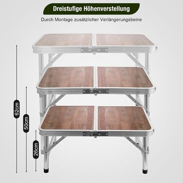 Складной алюминиевый стол для кемпинга коричневый ARATERVIO