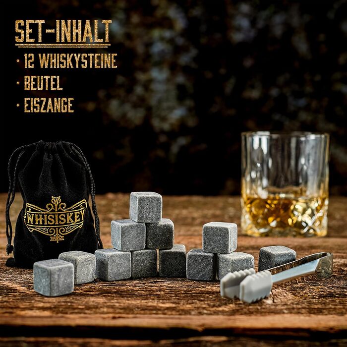 Набор 12 камней для виски и щипцов Whisiskey