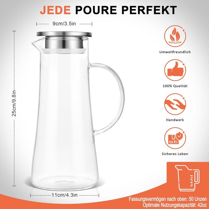 Кувшин с крышкой и щеткой для горячих/холодных напитков 2,1 л SUSTEAS