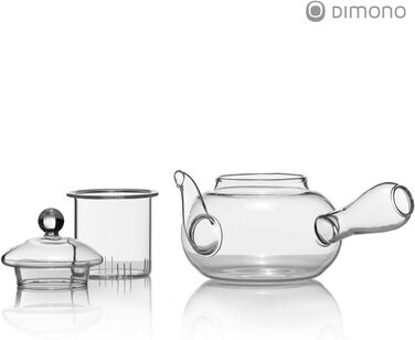 Видувний вручну чайник з чайним фільтром і чайним ситечком зі скляною фільтрувальною вставкою від Dimono 600 мл ідеально підходить для чайних квітів (Kyusu 600 мл)