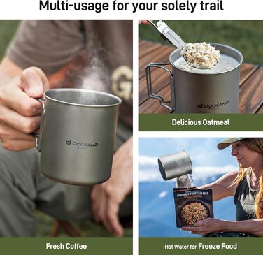 Титановая кружка с крышкой и ложкой-вилкой 420 мл Odoland