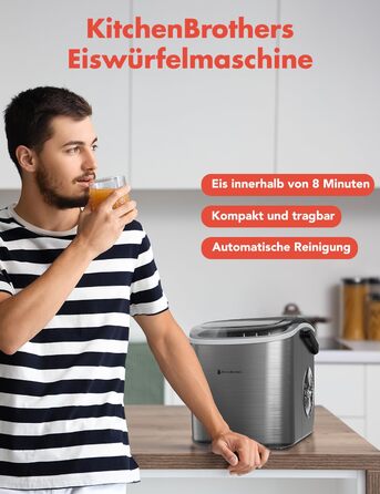 Льдогенератор 1,2 л 95 Вт серебряный KitchenBrothers